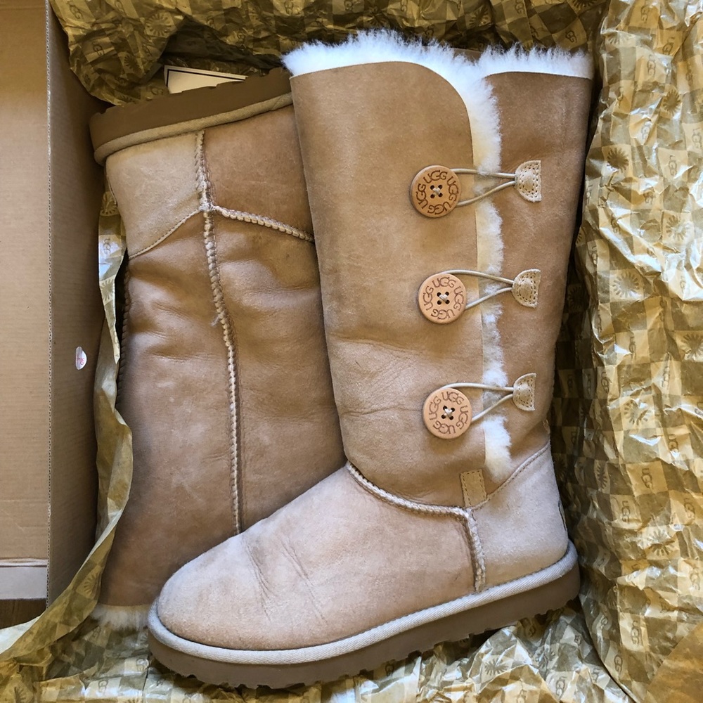 Ugg Triple Bailey Button Boot, Color: Sand, Sz 8